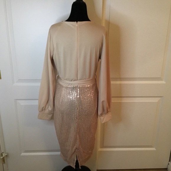 NWT Grace Karin Champagne Sequin Cocktail Party Dress Size Medium - Picture 4 of 7